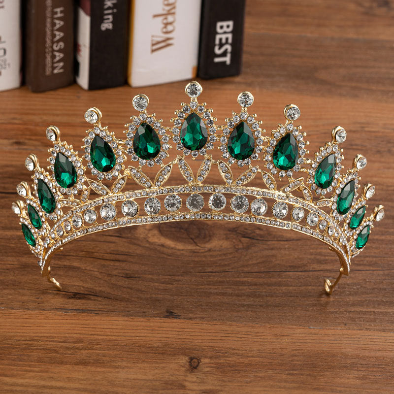 Elegant Bridal Alloy Diamond Crown Set with Exquisite Earrings and Necklace in 5 Colors