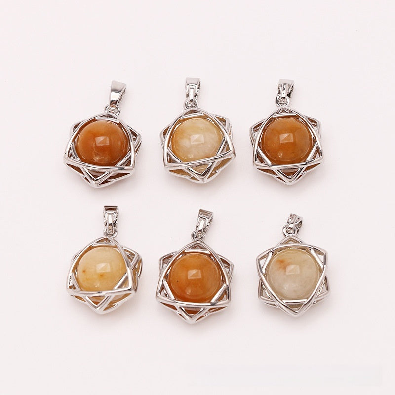 Crystal Aventurine Agate Star Pendant Beads
