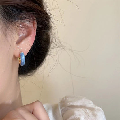 Enamel Simple Ring Ear Clip No Piercing