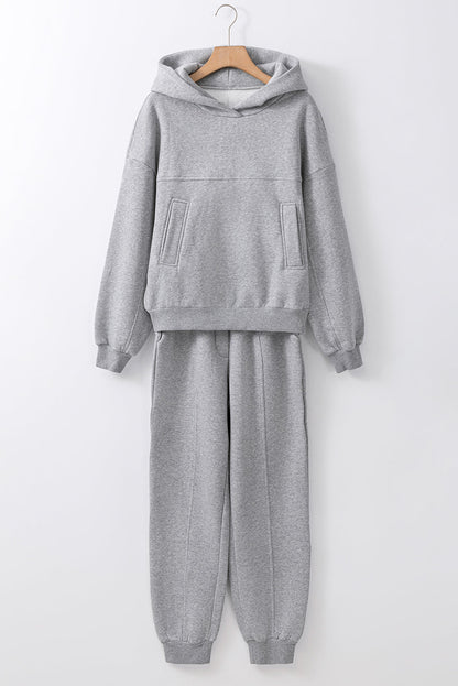 Solid Reverse Seams Hoodie and Joggers Set