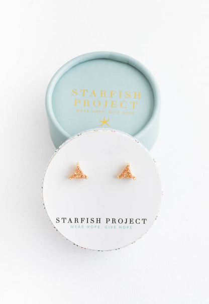 Coral Druzy Studs in Gold