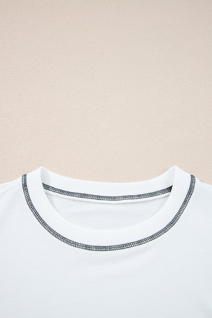 Stripe Colorblock Patchwork Contrast Stitch Sweatshirt