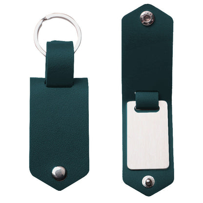 Laser Engraved Stainless Steel Leather Keychain