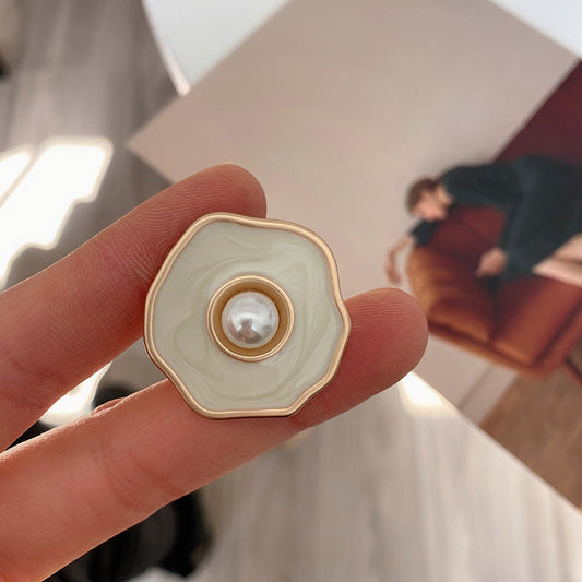 Pearl Cream Tweed Jacket Metal Button