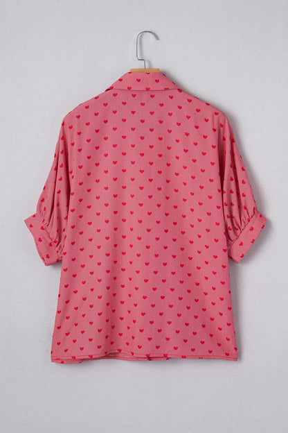 Valentine Heart Shape Loose Half Sleeve Shirt