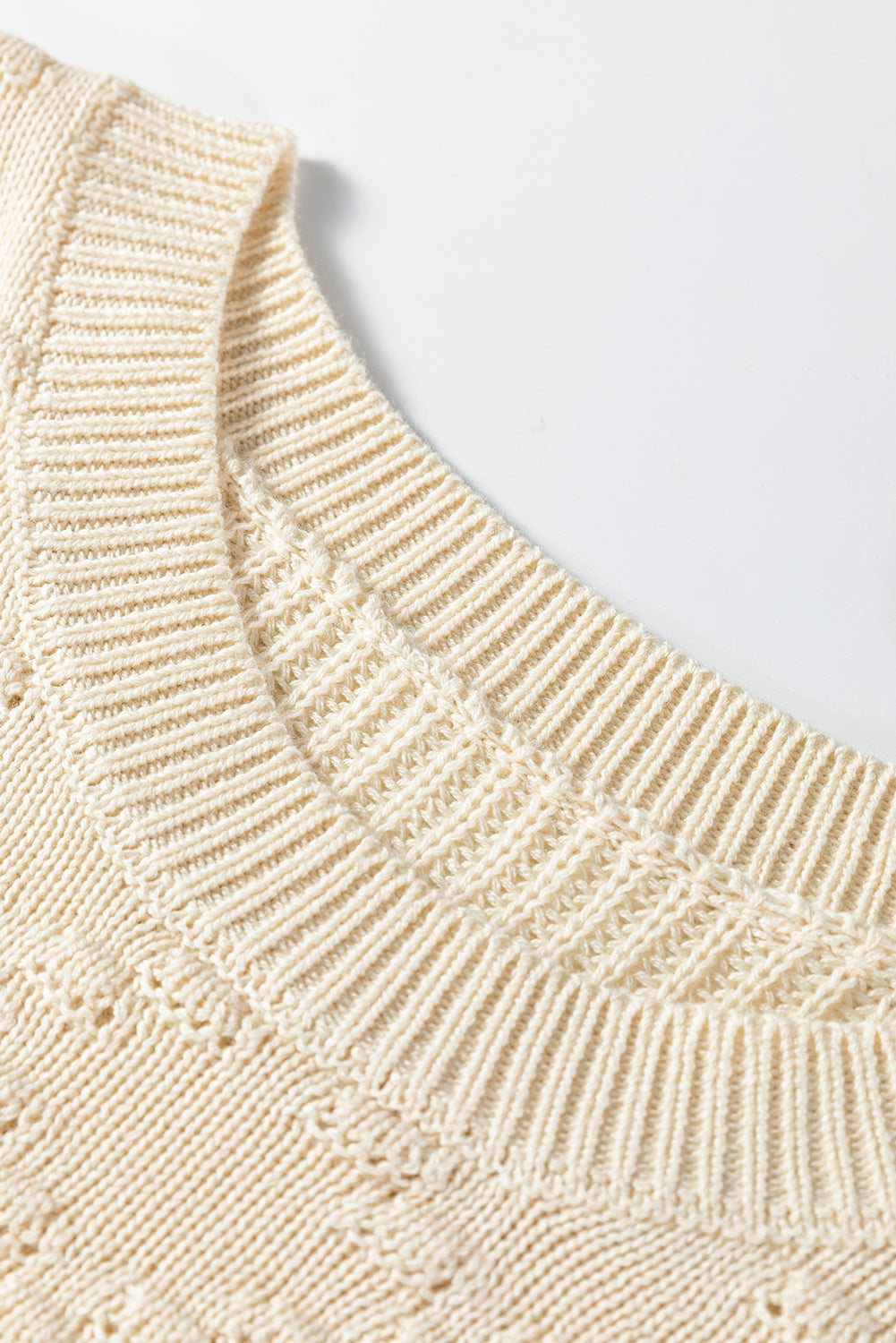 Embroidered Mixed Texture Knit Casual Sweater