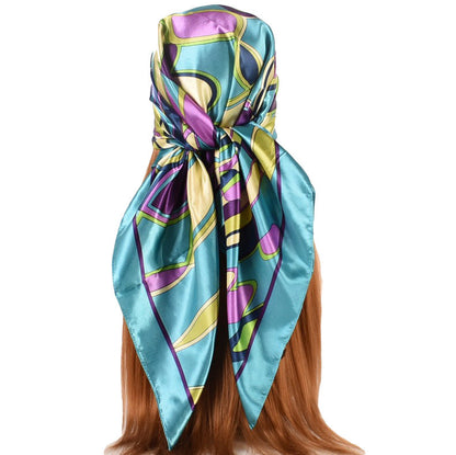 Geometric Silk Large Kerchief Women's Headscarf