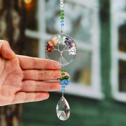 Colorful Rough Stone Lucky Tree Crystal Pendant