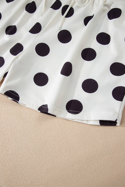 Polka Dot Pullover and Drawstring Shorts Set