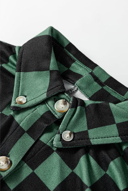 Checker Flap Pocket Button Front Shacket
