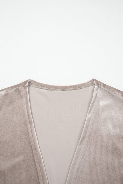 Velvet 3/4 Sleeve Open Front Kimono