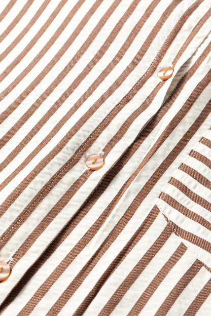 Textured Stripe 3/4 Sleeve Split Midi Dress