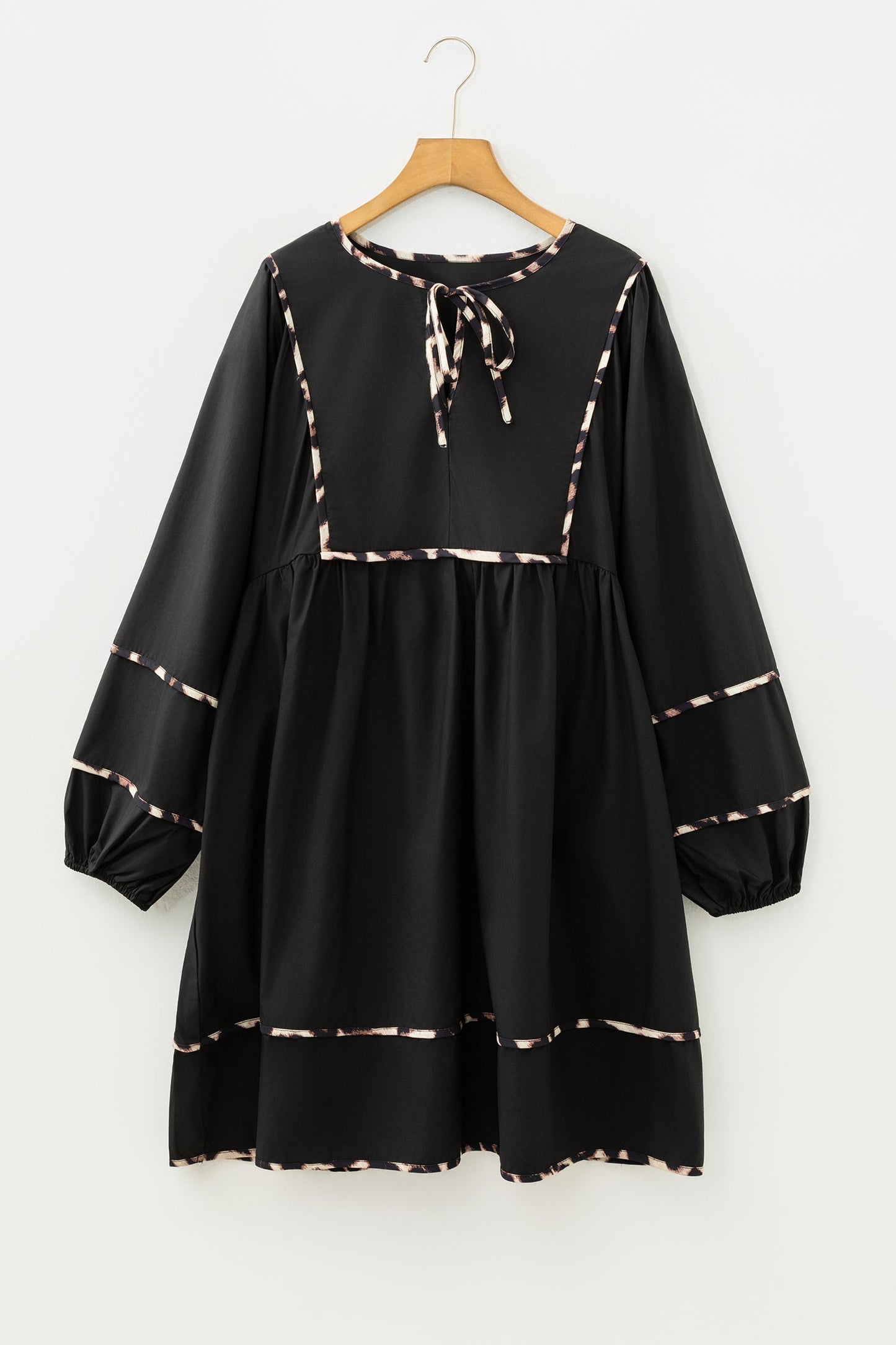 Plus Size Leopard Tie-Neck Mini Dress