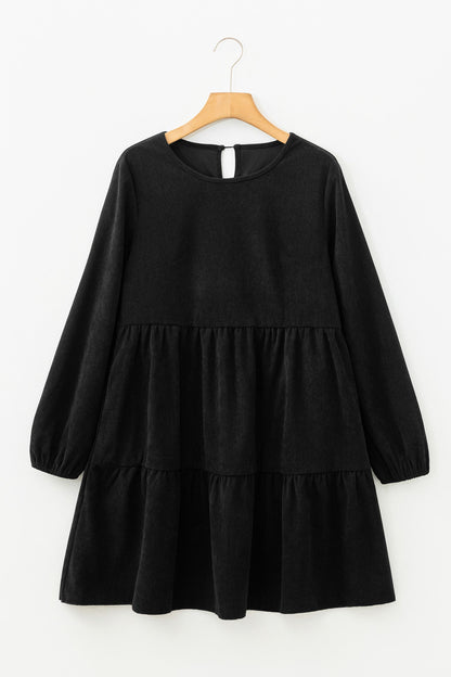 Lantern Sleeve Tiered Mini Dress