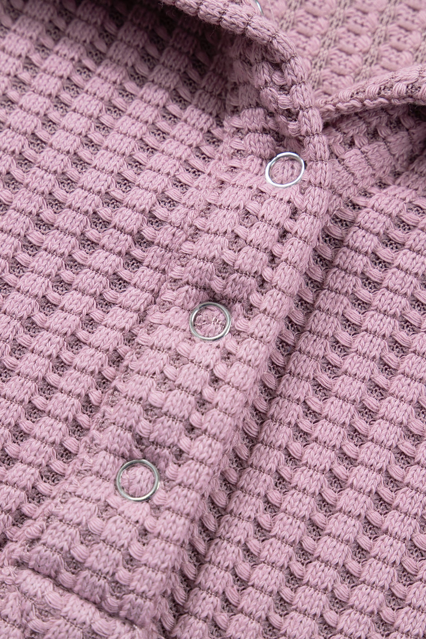 Solid Textured Snap Button Collar Baggy Top