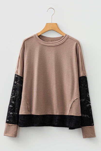 Lace Patchwork Long Sleeve Top
