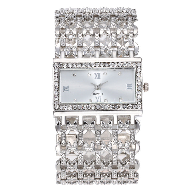 Women's Square Rhinestone Steel Band Watch