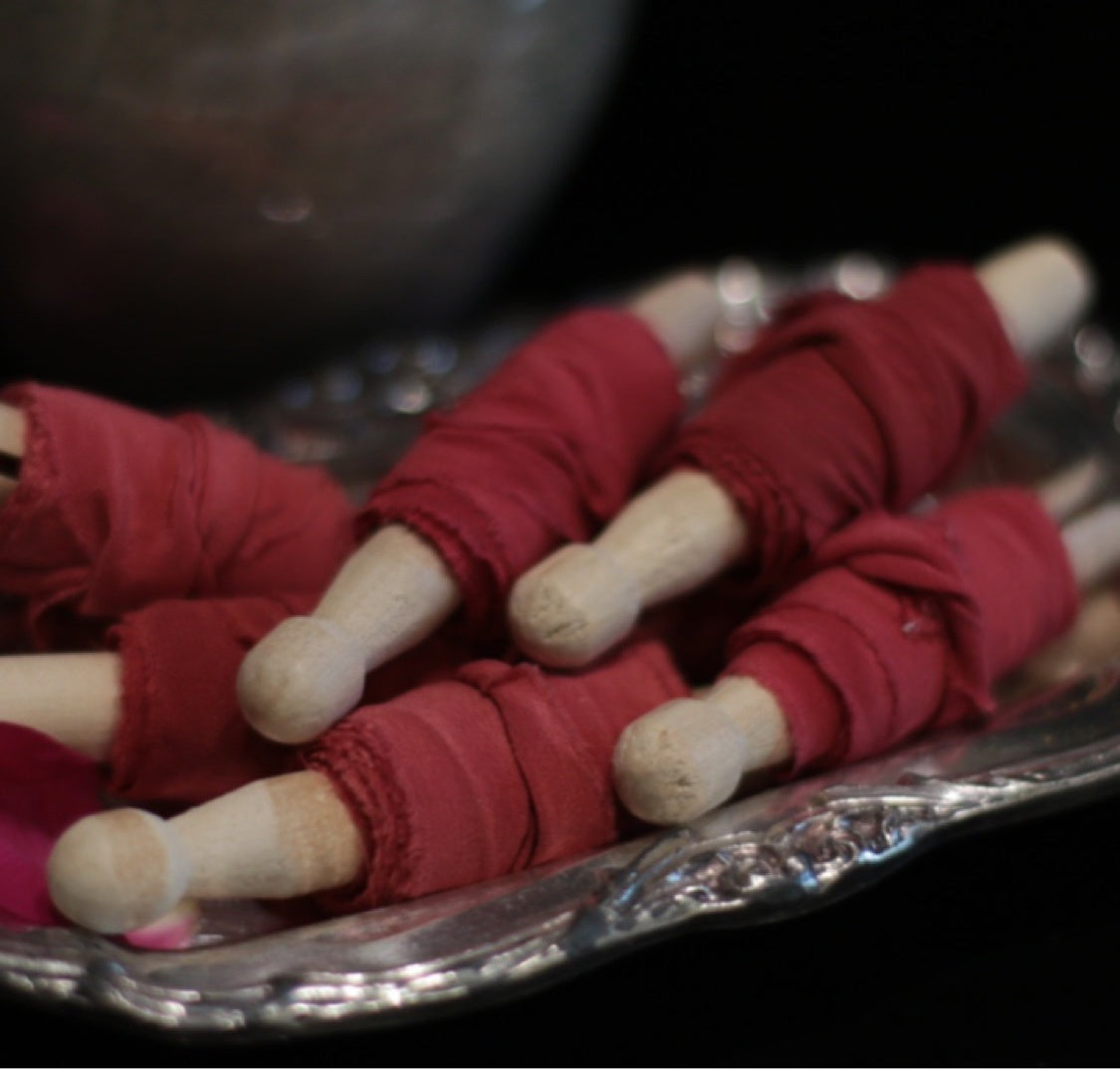 Handmade Botanical Dyed Raw Edge Vintage Wedding Ribbon