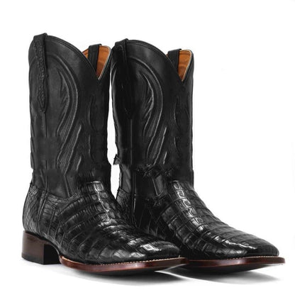 Embroidered Plaid Pointed Men's Boots