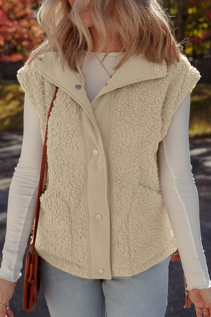 Solid Fleece Snap Button Side Tie Vest