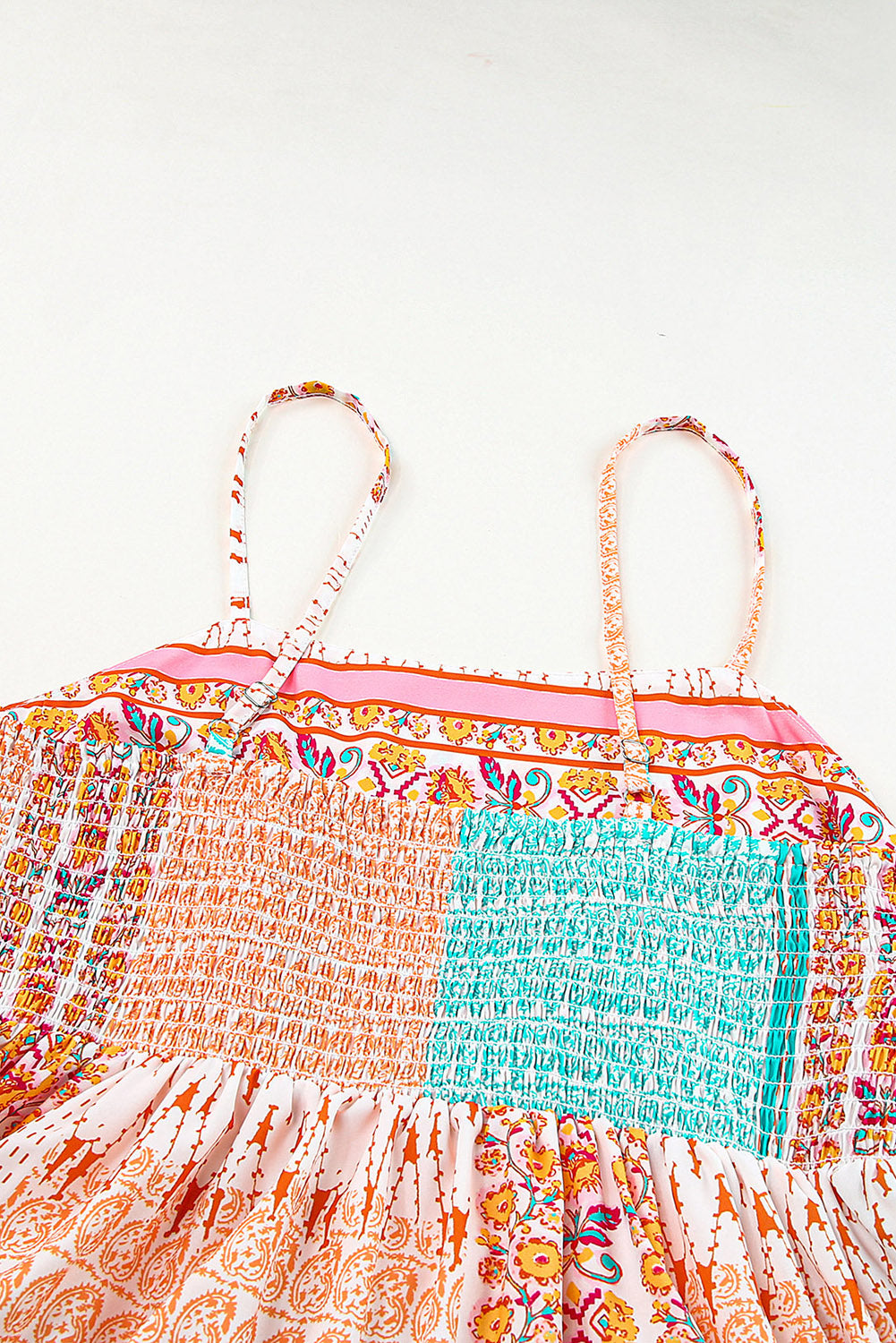 Boho Patchwork Square Neck Sundress