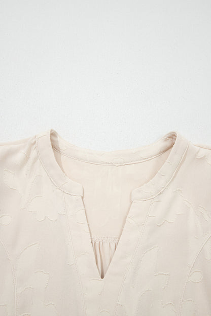 Long Sleeve Notch Jacquard Tiered Mini Dress