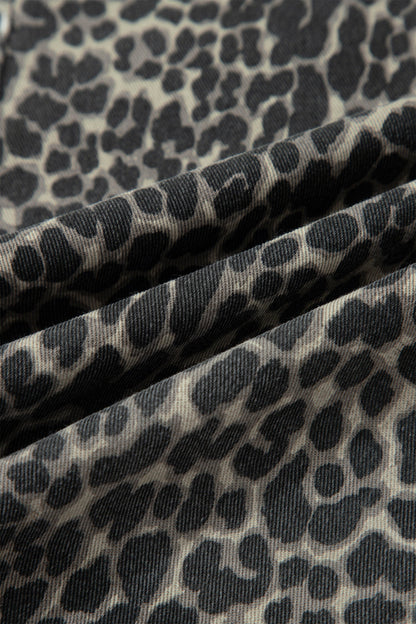 Leopard High Waist Barrel Jeans