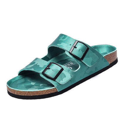 Frosted Leather Platform Slippers: Unisex, Double-breasted