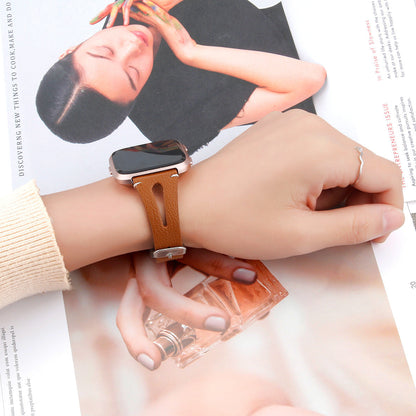 Printed Leather Band with Perforated Cowhide