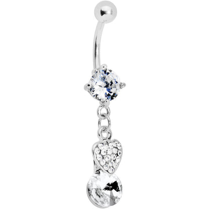 Crystalline Gem Sparkle Heart Solitaire Belly Ring