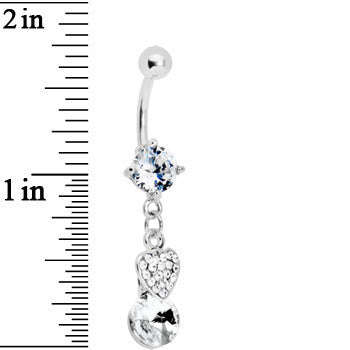 Crystalline Gem Sparkle Heart Solitaire Belly Ring