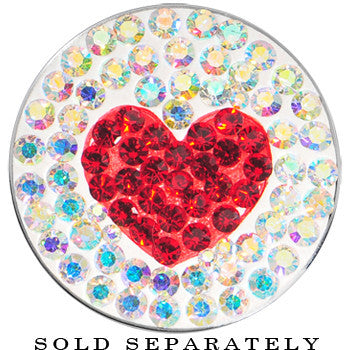 1/2 Stainless Steel Aurora Gem Red Heart Screw Fit Plug