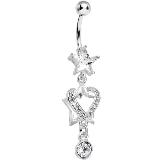 Crystalline Gem Heart of a Star Drop Belly Ring