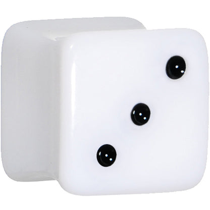 00G White Acrylic Square Dice Saddle Plug