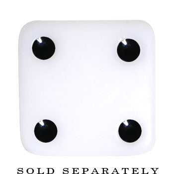 00G White Acrylic Square Dice Saddle Plug