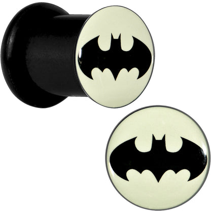0G Black Acrylic Glow in the Dark Batman Plug Set