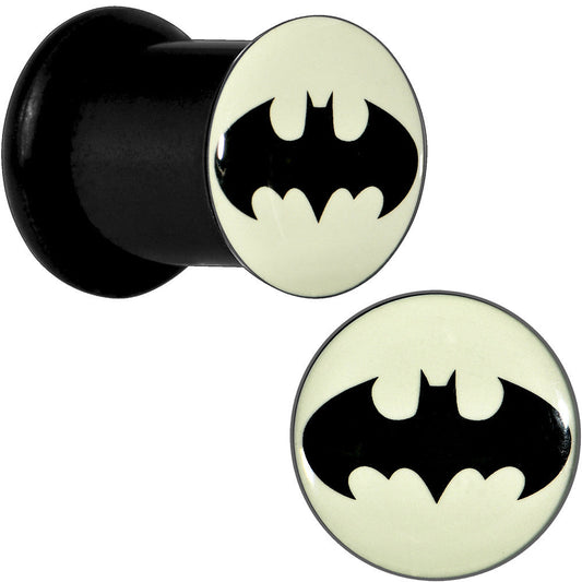 0G Black Acrylic Glow in the Dark Batman Plug Set