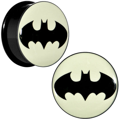 1 inch Black Acrylic Glow in the Dark Batman Plug Set