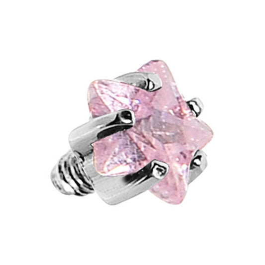 3mm Pink Prong Set Star Gem Dermal Top