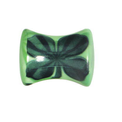 0G Green Acrylic Four Leaf Clover Field Saddle Plug