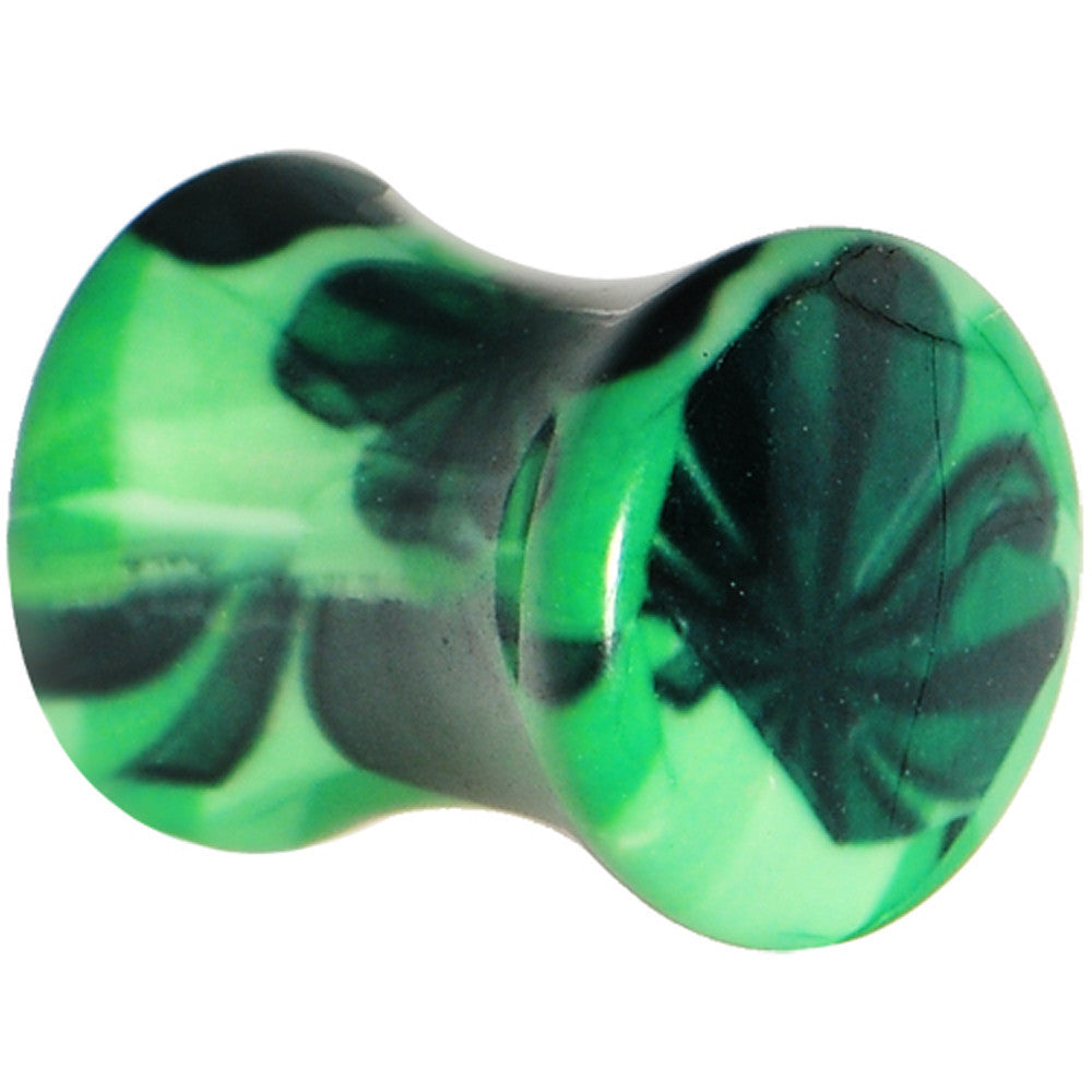 0G Green Acrylic Four Leaf Clover Field Saddle Plug