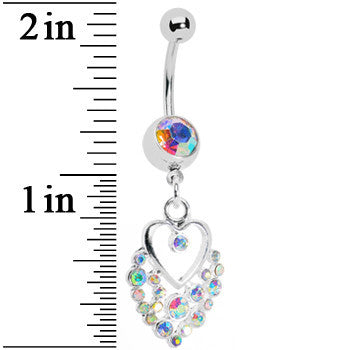 Dazzling Aurora Embellished Heart Dangle Belly Ring