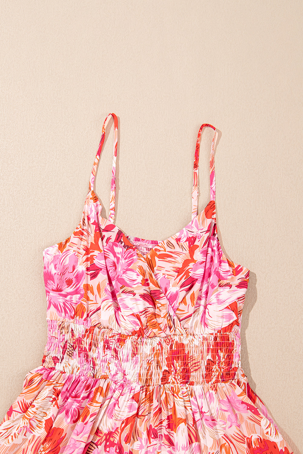 Floral Spaghetti Strap Surplice Neck Dress