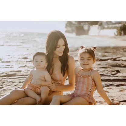 Girls' Striped Lace Swimsuit