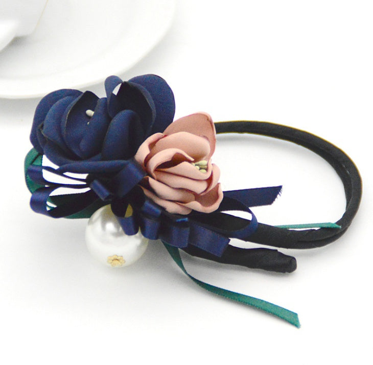 Korean Pearl Flower Hair Bun Accessory