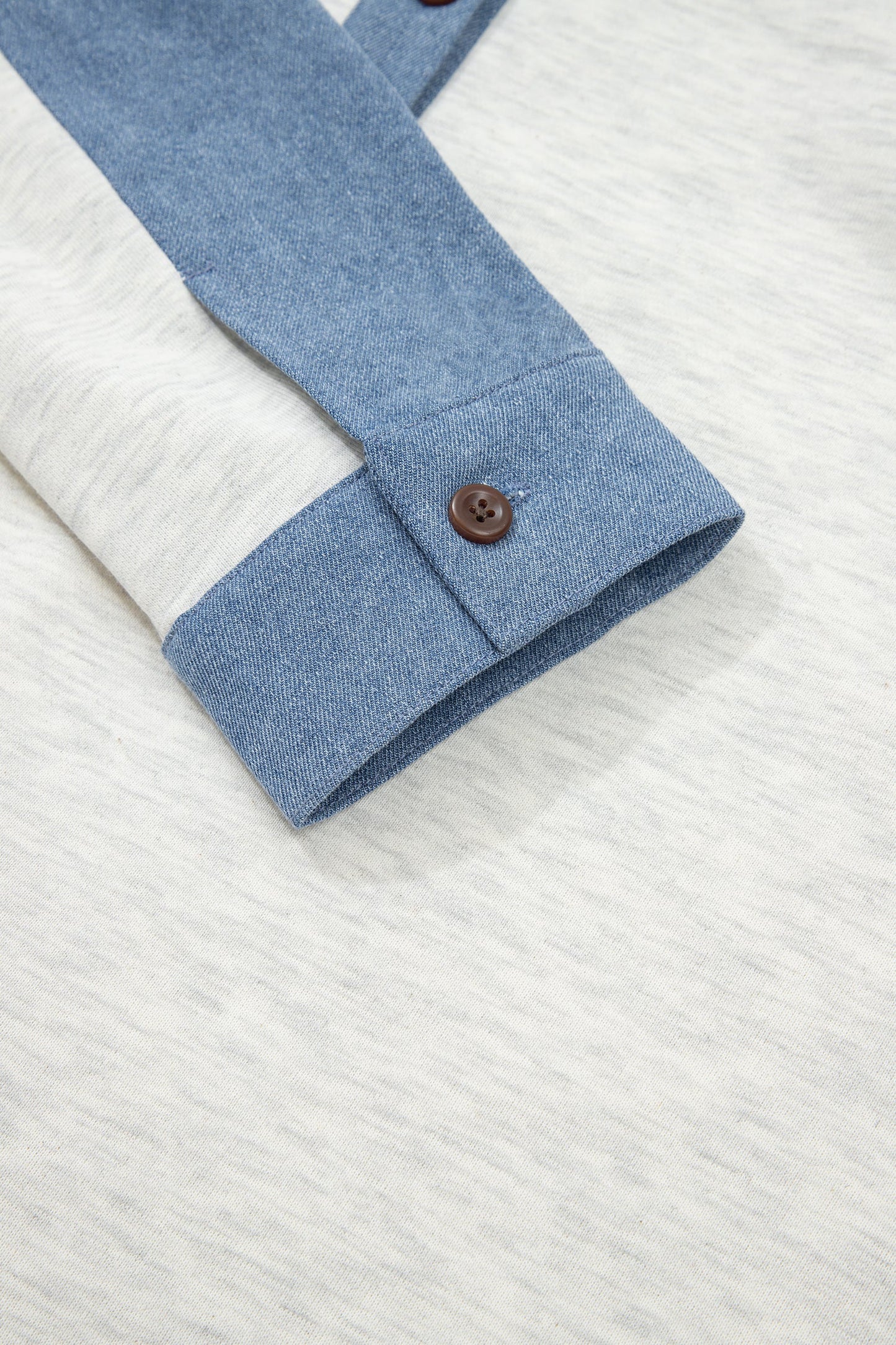 Denim Patchwork Button Polo Collar Long Sleeve
