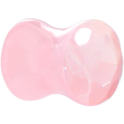 0G Rose Flower Quartz Semi Precious Stone Faceted Double Flare Plug Set