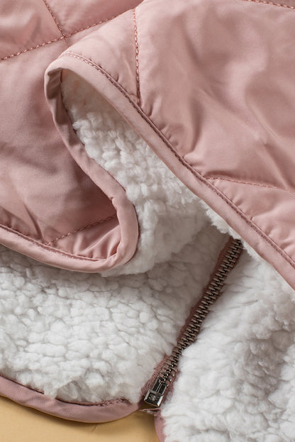 Solid Fleece Lined Quilted Vest Coat