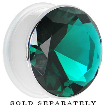 1 inch Blue Zircon Stainless Steel Pressed Fit Gem Tunnel