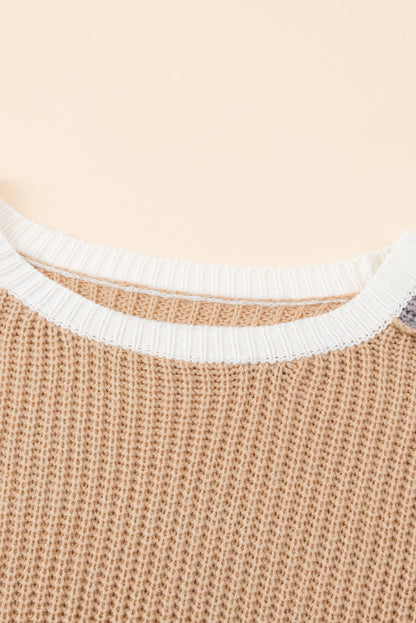 Colorblock Patchwork Round Neck Sweater